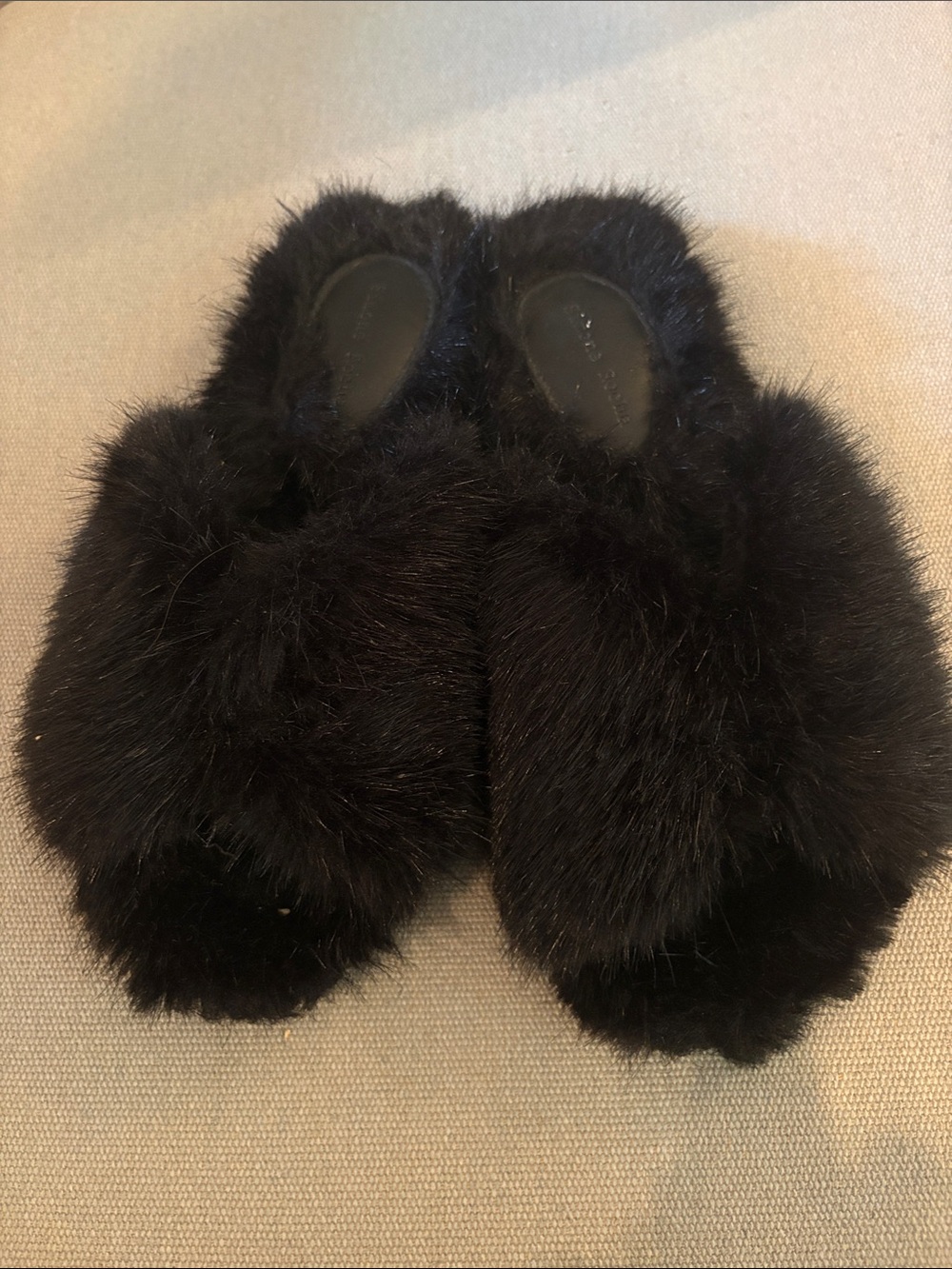 Simone Rocha Black Faux Fur Slide Slippers - Picture 2 of 5